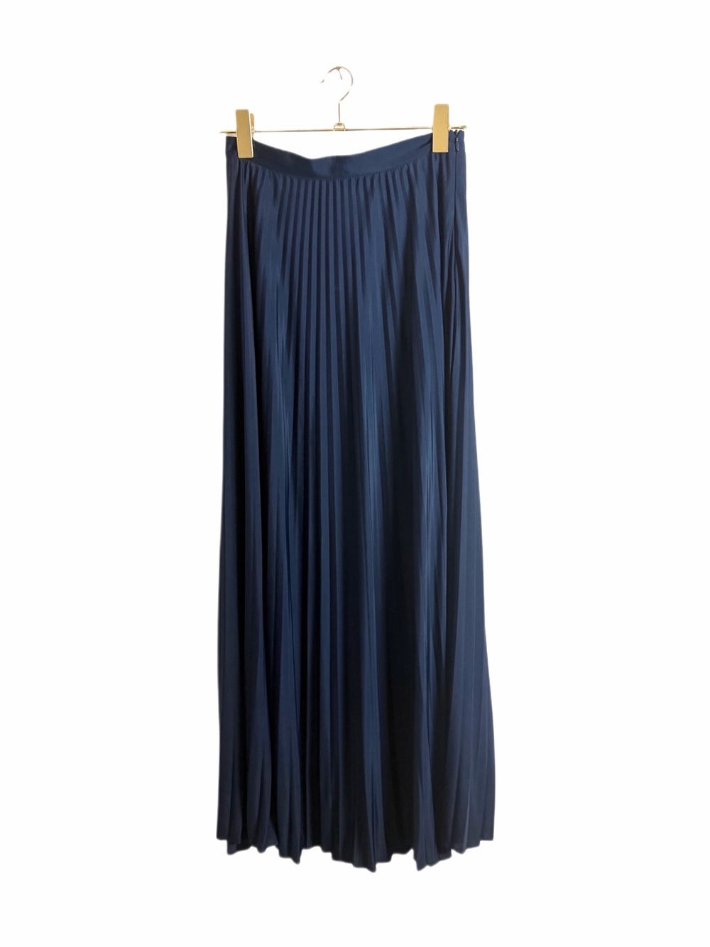 NWT Massimo Dutti Navy Blue Pleated Maxi Skirt Size S - Picture 2 of 5